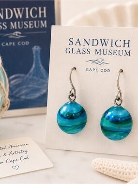 Artisan Glass Earrings | Turquoise Blue Green | Sandwich Glass Museum | Cape Cod